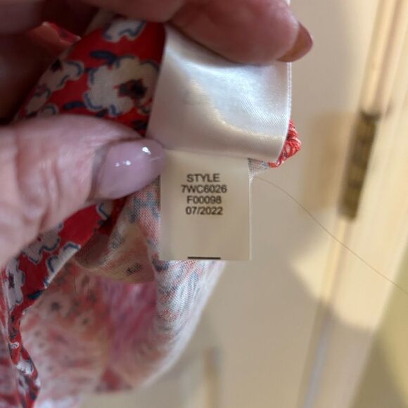 NWT Lucky Brand Floral Print Scoop Neck Stretch Knit Cotton Blend Tee M - Picture 7 of 12